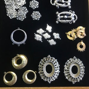 Lot of vintage craft settings, findings//bulk vintage jewelry findings//jewelry pieces//DIY lot vintage components//vintage jewelry settings