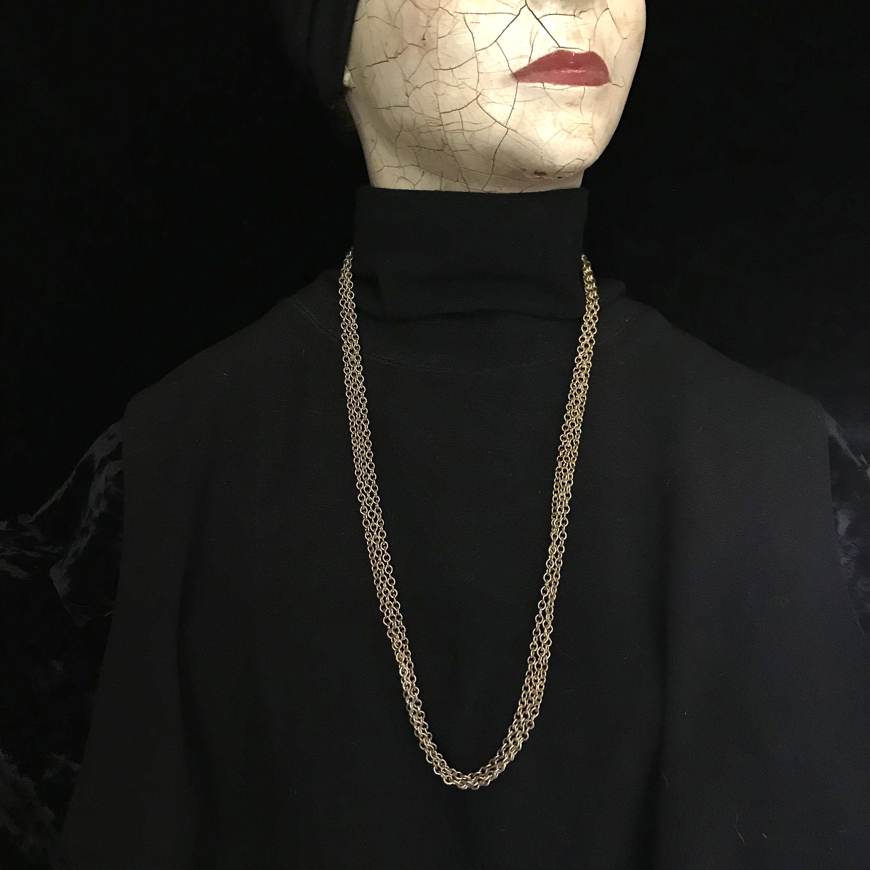 Vintage Celebrity Multi-strand Antiqued Gold Chain Necklace//50s ...