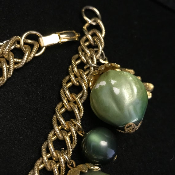 Vintage cocktail charm bracelet//faux green fruit… - image 4