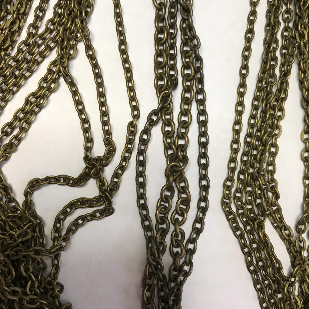 Vintage Style Lot of Antiqued Gold Chain, 30+ Finished Chains, 20