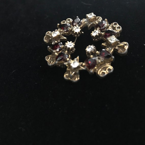 Belle Epoque ruby red rhinestone brooch//vintage … - image 8