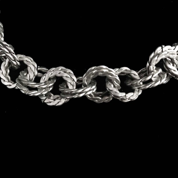 Vintage silver tone choker thick chain//16" antiq… - image 5