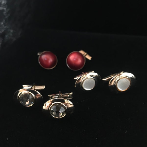 6 pair lot of vintage cufflinks//vintage cufflinks//vintage gold,silver cufflinks//vintage mid-century cufflinks//vintage cocktail cufflinks