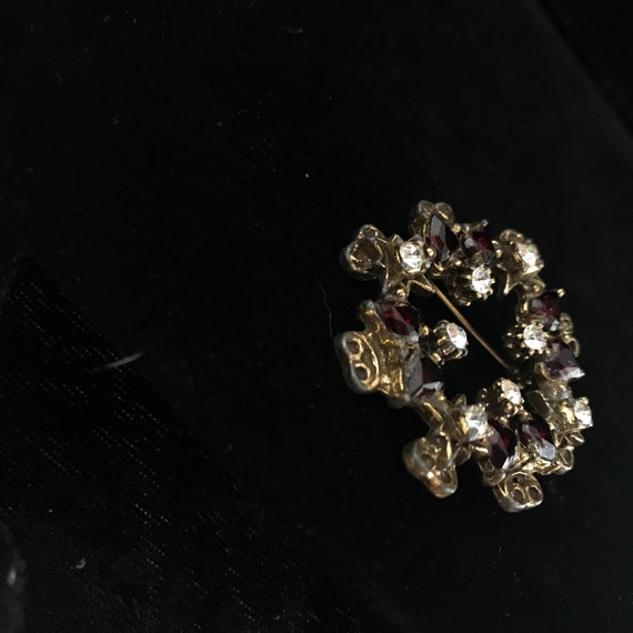 Vintage Belle Epoque Ruby Red Rhinestone Brooch - image 10