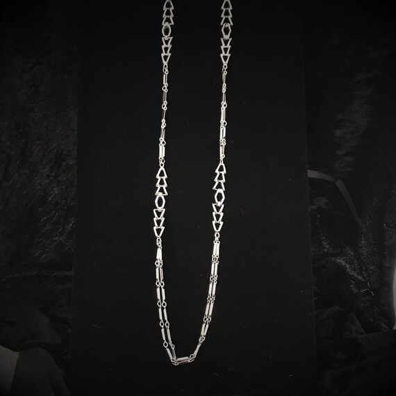 Vintage silver tone chain necklace/long silver ch… - image 4
