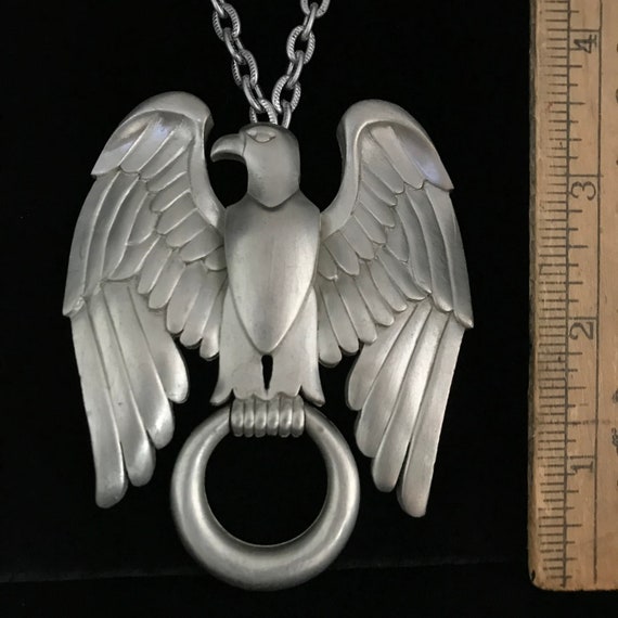Large vintage silver eagle necklace//large Victor… - image 6