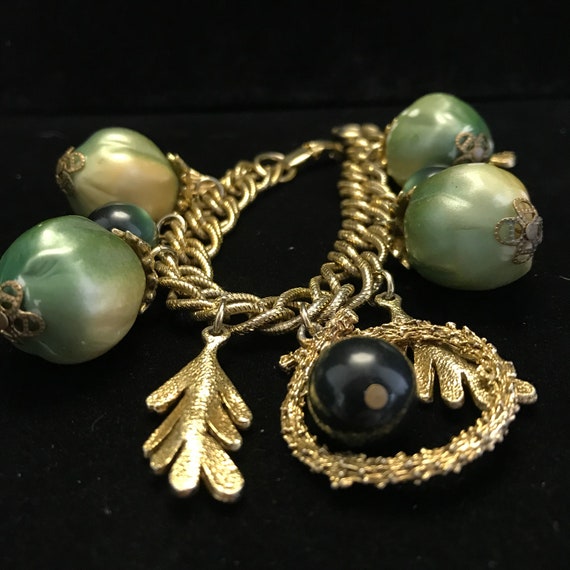 Vintage cocktail charm bracelet//faux green fruit… - image 3