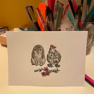 Tarjeta de mascota en acuarela hecha a medida