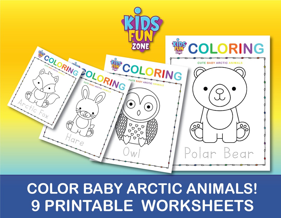Kids Coloring Arctic Animals Printables Worksheet Preschool - Etsy