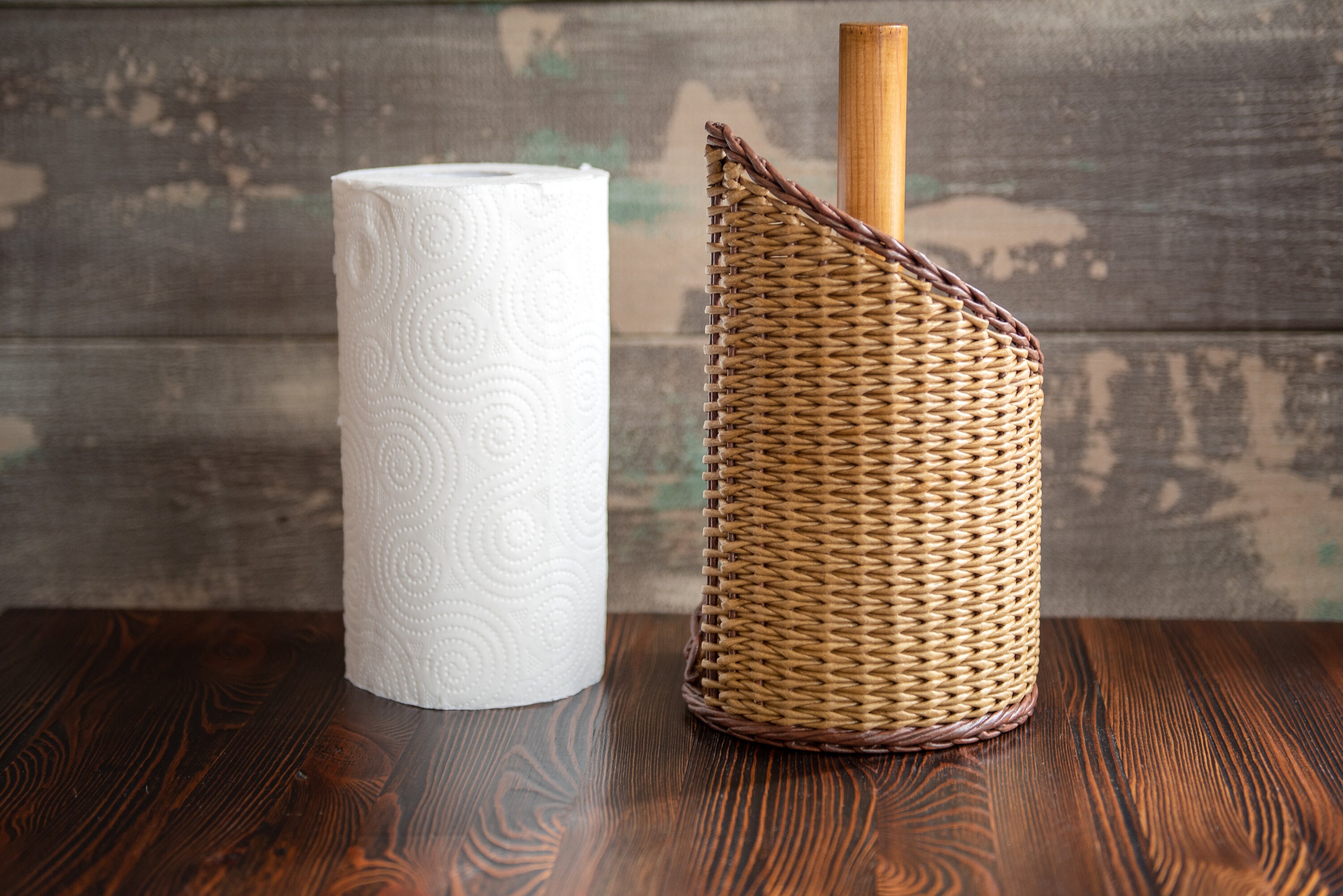 Handmade standing paper towel holder Boho style kitchen Etsy