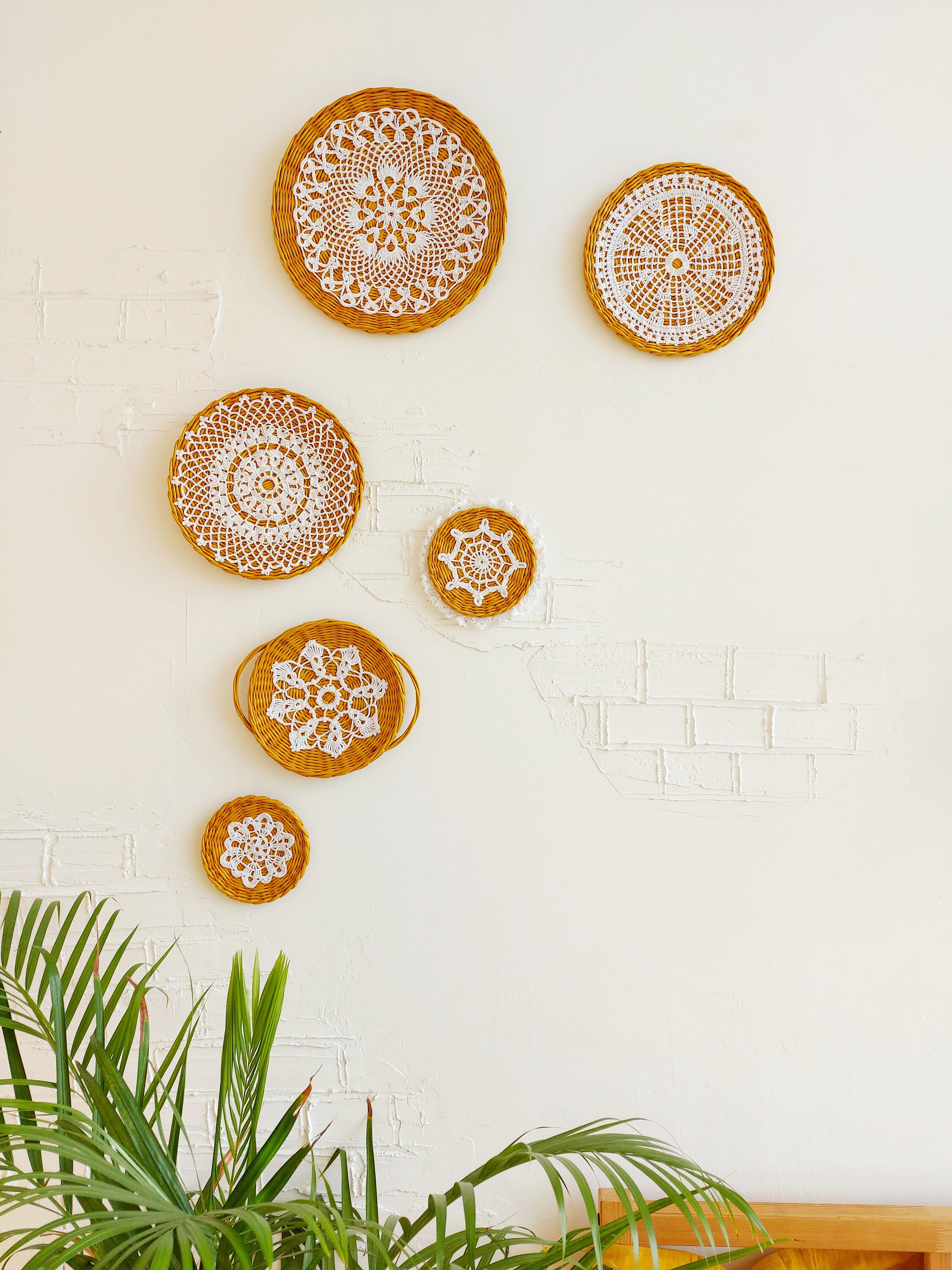 Wicker basket wall decor Wall decoration set Wicker wall Etsy