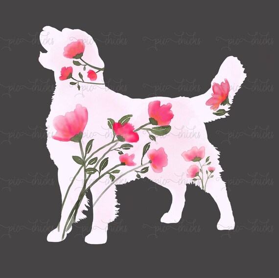 PNG Golden Retriever Silhouette Filled with Flowers Sublimation Design ...
