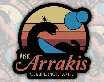 Visit Arrakis Dune Travel Ad * STICKER OR MAGNET * Die-Cut | Vinyl | Decal | Waterproof | Weatherproof