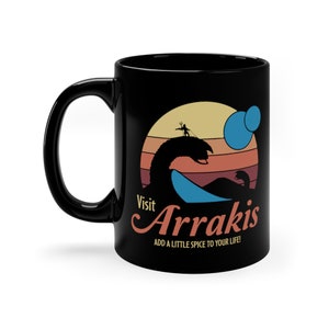 Coffee Mug * Visit Arrakis * 11 oz. Black Ceramic Cup