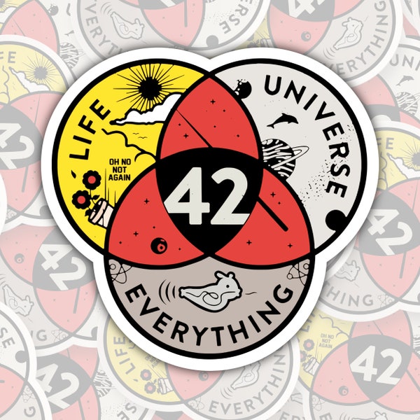 42 ~ La réponse à la vie, à l'univers et à tout * AUTOCOLLANT OU AIMANT * Découpé | Vinyle | Sticker | Imperméable | Résistant aux intempéries