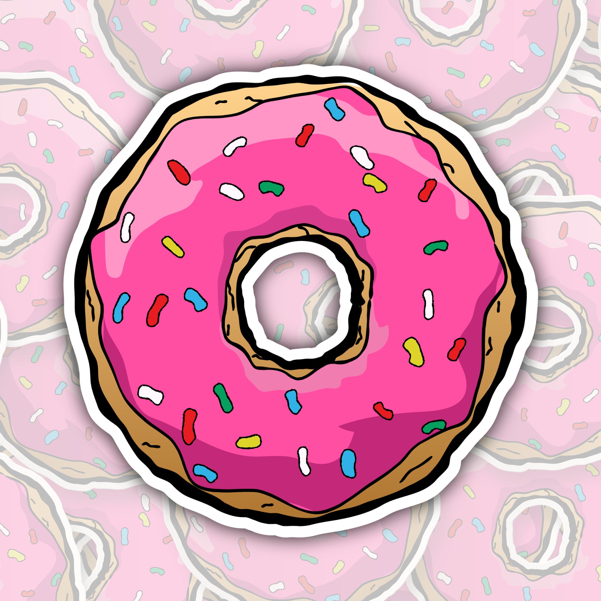 Pink Donut STICKER Die Cut Waterproof Vinyl Sticker Etsy