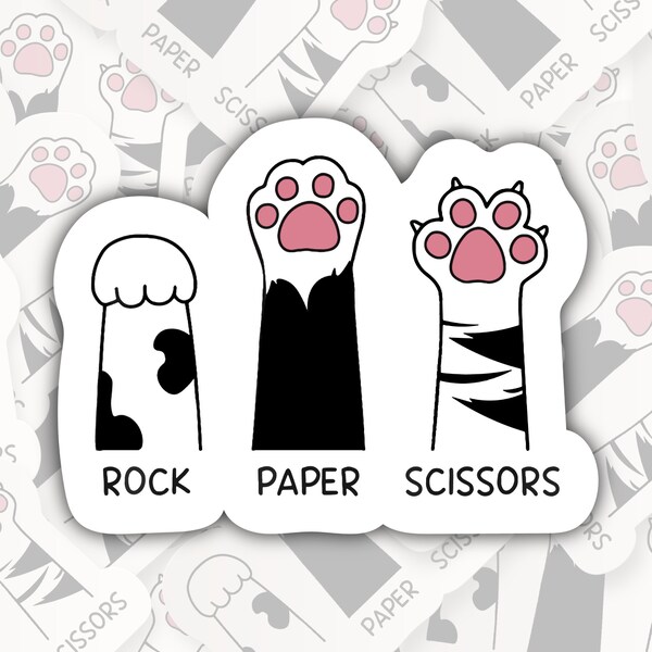 Rock Paper Scissors Cat Paw * STICKER OR MAGNET * Die-Cut | Vinyl | Decal | Waterproof | Weatherproof