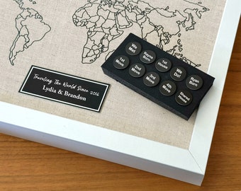 4 Year Anniversary Gift for Him and Her - Linen Gift for Husband - Custom Linen Map with Personalized Pins