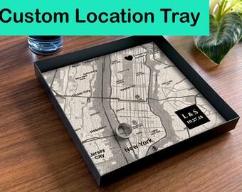 2 Year Anniversary Gift for Her and Him - Cotton Anniversary Gifts - Custom Tray with the map and a significant location