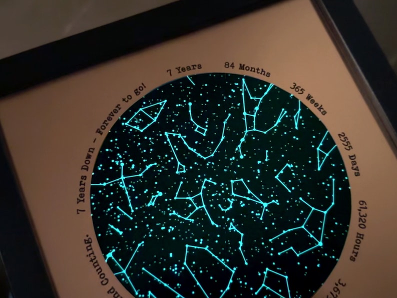 7 Year Anniversary Gift for Him and her – Copper Gift for Husband – 7th Wedding Anniversary Present – Glow in the Dark Stars a Romantic Gift image 11