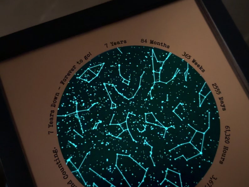 22 year anniversary gifts - 22nd anniversary gift for husband - Copper anniversary gift for him - Stars GLOW in the DARK image 9