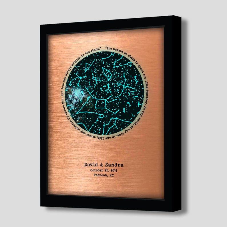 7 Year Anniversary Gift for Him and her – Copper Gift for Husband – 7th Wedding Anniversary Present – Glow in the Dark Stars a Romantic Gift image 1