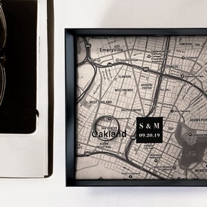 Steel Anniversary Gift For Him 11th year Anniversary for Husband Custom Steel Map Tray A perfect memento of a favorite location image 7