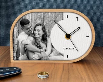 Paper Anniversary Gift Desk Clock, 1st Anniversary Ideas, 1 Year Wedding Gift for Him, Photo Desk Clock for Office