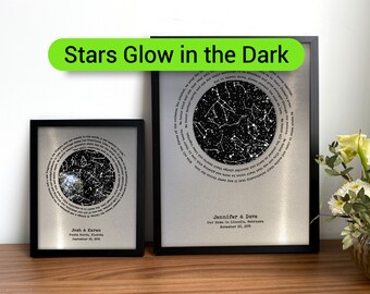 10th anniversary gifts for him - 10 year anniversary gifts - Tenth anniversary gifts for husband- Aluminum Metal - Stars GLOW in the DARK