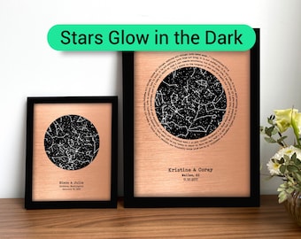 22 year anniversary gifts - 22nd anniversary gift for husband - Copper anniversary gift for him - Stars GLOW in the DARK