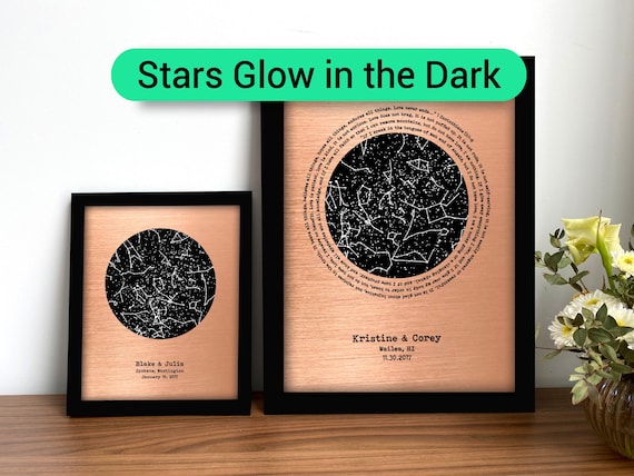 22 year anniversary gifts - 22nd anniversary gift for husband - Copper anniversary gift for him - Stars GLOW in the DARK