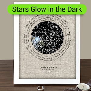 12th Anniversary Gifts for Men - 12 Year Anniversary Gift for Him - Custom Linen Anniversary wall art - GLOW in the DARK