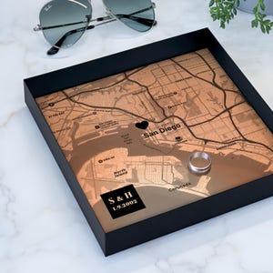7 Year Anniversary Catchall Tray - Copper Anniversary Gift For Husband - Custom Copper Map Tray - A perfect memento of a favorite location