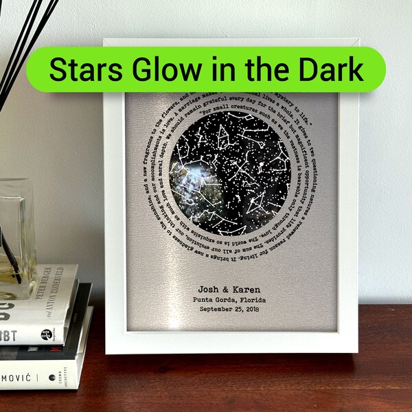 11 year anniversary gifts - 11th anniversary gift for husband - Steel anniversary gift for him  - Stars GLOW in the DARK