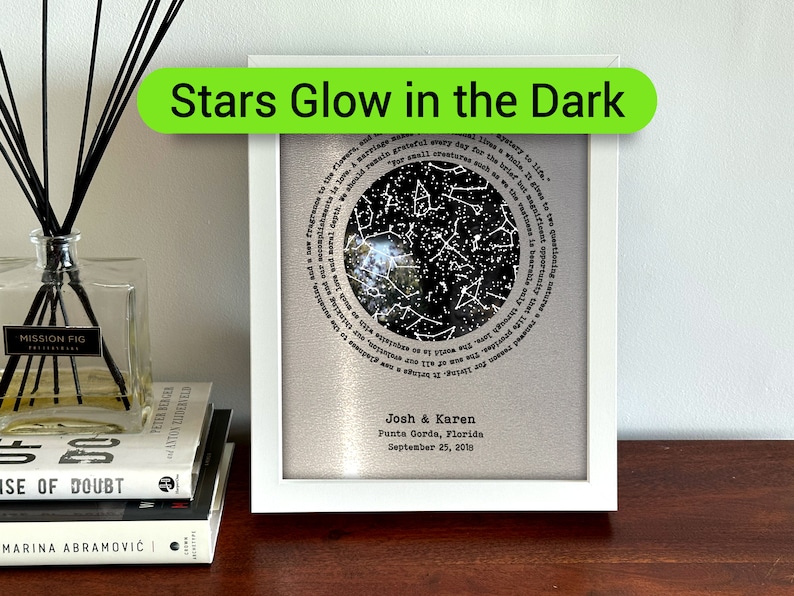 11 year anniversary gifts 11th anniversary gift for husband Steel anniversary gift for him Stars GLOW in the DARK image 1