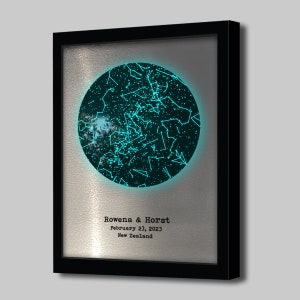 Steel Anniversary Gift Idea • Steel Star Map That Glows in the Dark • 11th Anniversary Gift for Him and Her • Steel Anniversary Present