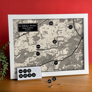 12 Year Anniversary Gift for Him and Her - Linen Gift for Husband - Custom Linen Map with Personalized Pins - I&#39;ll Send a Proof to Check