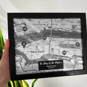 Geschenk für Sie und Ihn - Aluminiumkarte mit benutzerdefinierten speziellen Orten Pined - Aluminiumhochzeitstagsgeschenk für Ihn