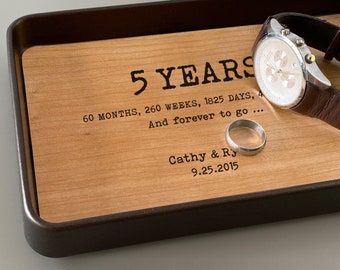 5th anniversary gift for husband - Wood anniversary gifts - 5th wedding anniversary -  Anniversary Gift for Him - custom wood tray