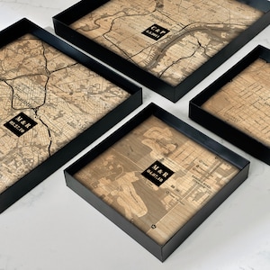 Five Year Anniversary Gift For Her - Wood anniversary gift Wife - Custom Wood Map Tray -  A perfect memento of a favorite location