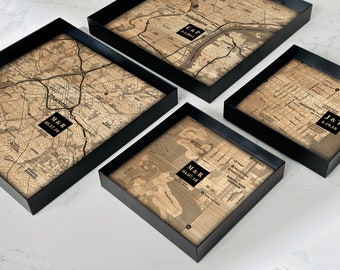 Five Year Anniversary Gift For Her - Wood anniversary gift Wife - Custom Wood Map Tray -  A perfect memento of a favorite location