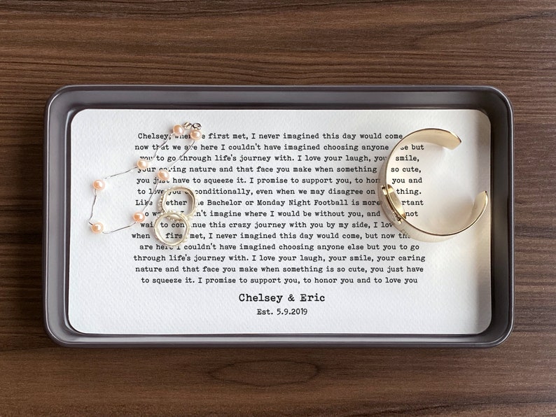 1st Anniversary Gift for Him Customized Catchall Tray With Custom Wording Gift for Couples Vows, First Dance Song Lyrics, Names, Date image 7