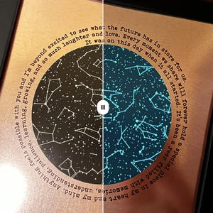 22 year anniversary gifts - 22nd anniversary gift for husband - Copper anniversary gift for him - Stars GLOW in the DARK image 4