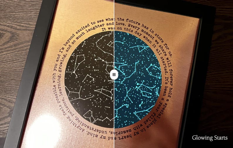 22 year anniversary gifts - 22nd anniversary gift for husband - Copper anniversary gift for him - Stars GLOW in the DARK image 4