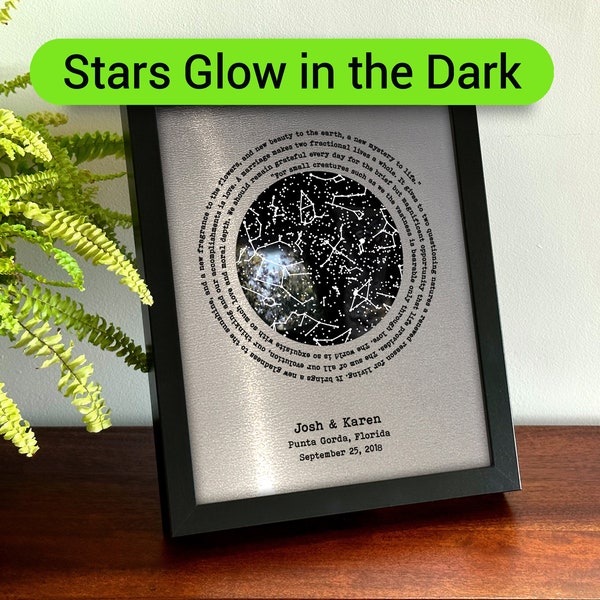 Aluminum anniversary gift for him - 10 year anniversary gifts - 10th anniversary gift for husband - Stars GLOW in the DARK