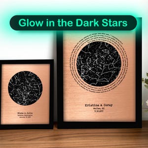7th Anniversary Star Map – Copper Gift for Him and Her - Copper Wall Art with a Mesmerizing Glow in the Dark Feature - COPPER METAL