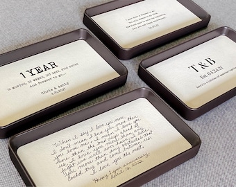 Paper Anniversary Gift for Him and Her, Customized Catchall Tray with Wedding Vows, Song Lyrics or Initials for First Anniversary Gift