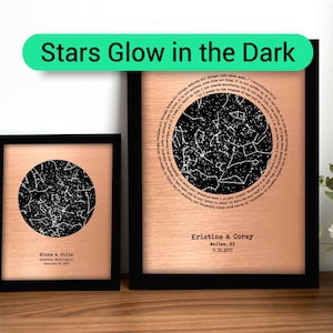 7 Year Anniversary Gift for Him and her – Copper Gift for Husband – 7th Wedding Anniversary Present – Glow in the Dark Stars a Romantic Gift