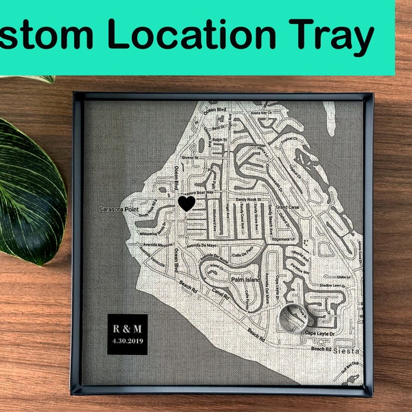 12th Anniversary Catchall Tray - Linen Anniversary Gift For Husband - Custom Linen Map Tray - A perfect memento of a favorite location