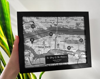 Regalo de aniversario de 6 años para él: arte de pared con mapa de hierro con alfileres en las ubicaciones especiales, recuerdo de la historia familiar. Le enviaremos una prueba para su aprobación.
